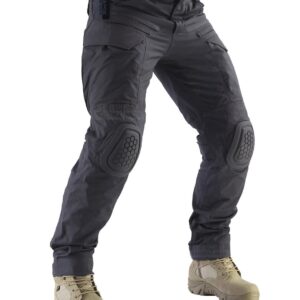 ZAPT Combat Pants Men's Airsoft Paintball Tactical Pants with Knee Pads Hunting Camouflage Military Trousers (L, Grey)