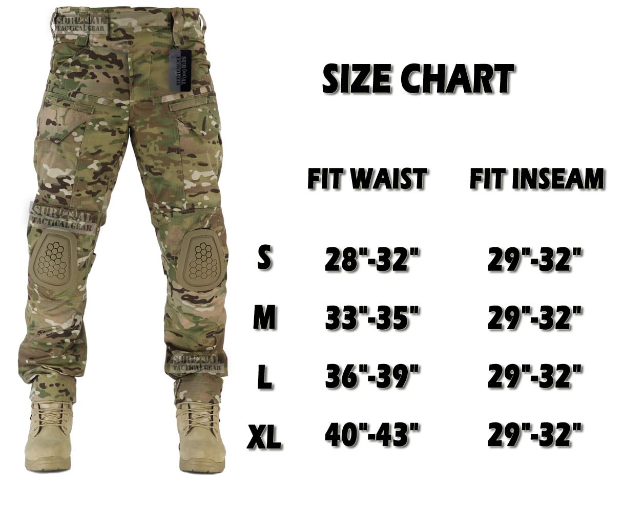 ZAPT Combat Pants Men's Airsoft Paintball Tactical Pants with Knee Pads Hunting Camouflage Military Trousers (L, Grey)