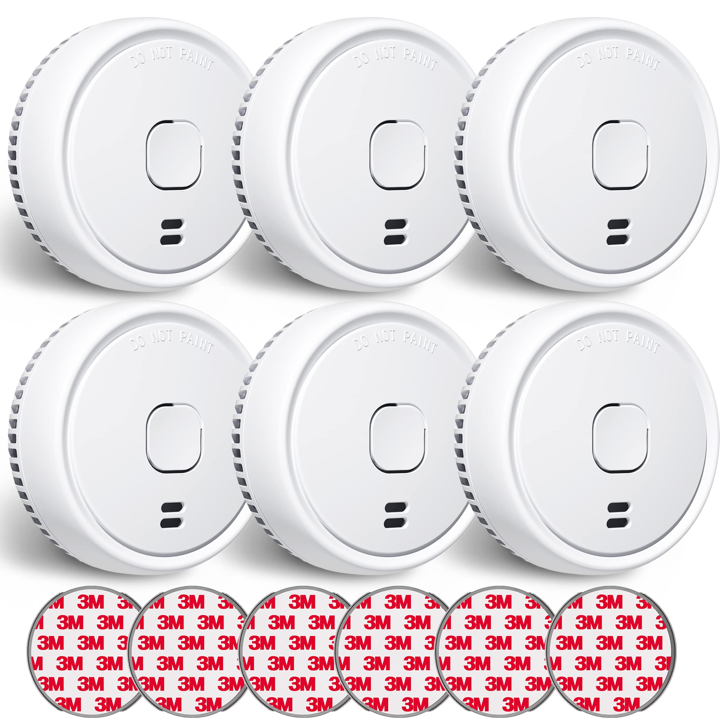 Ecoey Smoke Detector, 10 Year Fire Alarms Smoke Detectors，Smoke Detector Battery Operated with Photoelectric Sensor, Fire Alarm with Low Battery Indicator, Smoke Detectors Used in Home, FJ138, 6 Packs