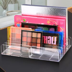 2Pcs Makeup Pallet Organizer,Acrylic Eyeshadow Palette Makeup Organizer,Clear Eyeshadow Palette Cosmetic Organizer,7 Sections Palette Organizer Makeup Holder for Bathroom Countertop Wallets Sunglasses