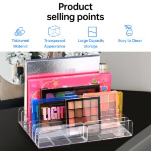 2Pcs Makeup Pallet Organizer,Acrylic Eyeshadow Palette Makeup Organizer,Clear Eyeshadow Palette Cosmetic Organizer,7 Sections Palette Organizer Makeup Holder for Bathroom Countertop Wallets Sunglasses