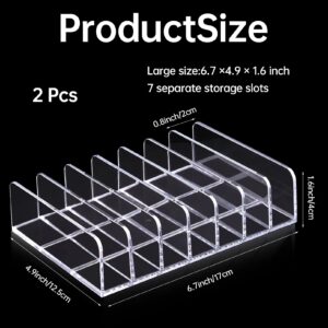 2Pcs Makeup Pallet Organizer,Acrylic Eyeshadow Palette Makeup Organizer,Clear Eyeshadow Palette Cosmetic Organizer,7 Sections Palette Organizer Makeup Holder for Bathroom Countertop Wallets Sunglasses