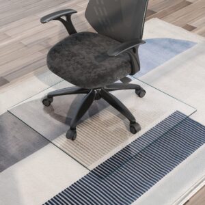 neutype glass chair mat, tempered glass office chair mat for carpet or hardwood floor - effortless rolling, easy to clean, best for your home or office floor (36" x 36" x 1/5", transparent)