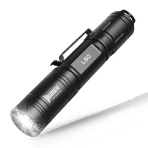 wuben l50 rechargeable flashlights, usb tactical flashlights 1200 high lumens, super bright ip68 waterproof led flashlights, edc pocket flashlights 5 modes for emergency, rescue, inspection, hunting