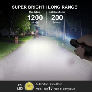 WUBEN L50 Rechargeable Flashlights, USB Tactical flashlights 1200 high lumens, Super Bright IP68 Waterproof LED flashlights, EDC Pocket Flashlights 5 Modes for Emergency, Rescue, Inspection, Hunting