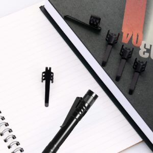 Aster 20 Pieces Flashlight Clip Black Pocket Clip Removable Pen Light Accessory Penlight Replacement Clip for Flashlights