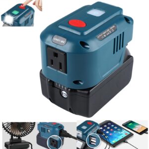 eid portable power inverter for makita 18v battery,150w power station ac outlet with dual usb, dc 18v to ac 120v inverter generator/power supply charger for camping travel rvs home use