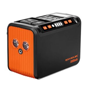 rocksolar portable power station rs81 max - 111wh backup lithium battery solar generator with flashlight, 12v dc port, 80w ac 110v outlet for outdoors camping, cpap, emergency