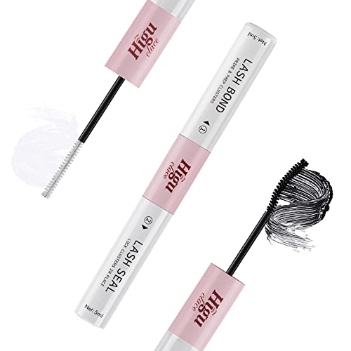 Lash Bond and Seal, Cluster Lash Glue Mascara Wand DIY Eyelash Extension Bond & Seal Infused with Biotin & Vitamin E, Bond and Seal Lash Glue for All Day Wear Super Strong Hold 72 Hours