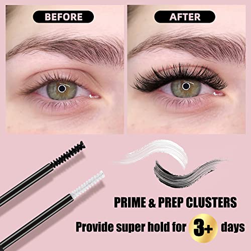 Lash Bond and Seal, Cluster Lash Glue Mascara Wand DIY Eyelash Extension Bond & Seal Infused with Biotin & Vitamin E, Bond and Seal Lash Glue for All Day Wear Super Strong Hold 72 Hours