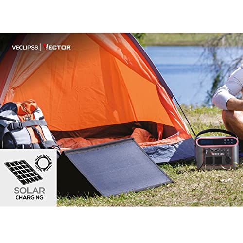 VECTOR VECLIPS6 733 Watt Lithium Portable Power Station Powers 9 Devices At Once, Pure Sine Wave Technology, AC, USB and Wireless Charging, Solar Capable