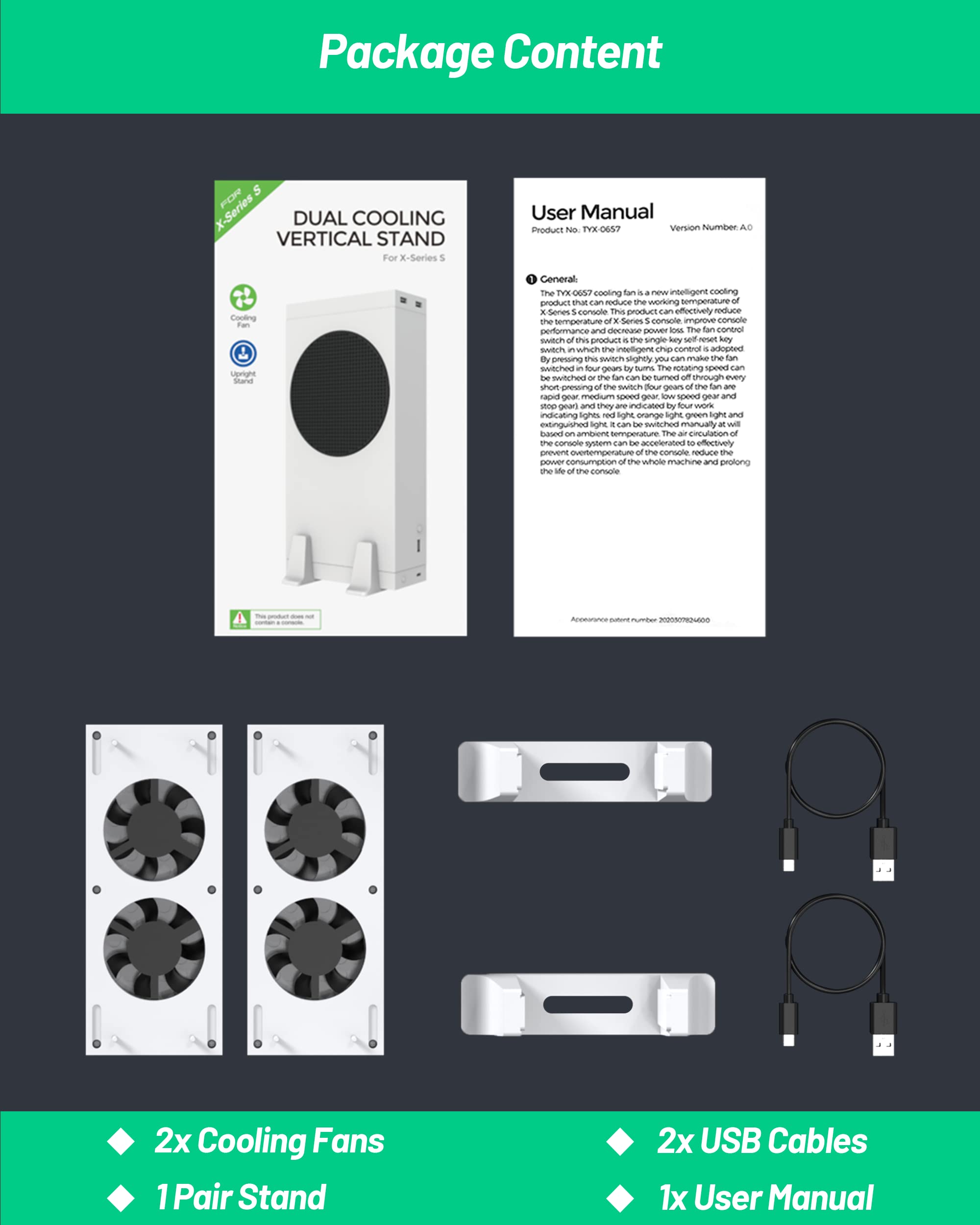 Cooling Stand for Xbox Series S, ZAONOOL Four Cooling Fan Cooler System, Top and Bottom Dual Cooling Fan, Low Noise, 3 Gears Adjustable Speed 2300/2800/3200RPM with LED Indicator and 4 Extra USB Ports