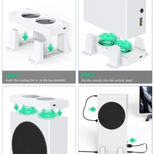 Cooling Stand for Xbox Series S, ZAONOOL Four Cooling Fan Cooler System, Top and Bottom Dual Cooling Fan, Low Noise, 3 Gears Adjustable Speed 2300/2800/3200RPM with LED Indicator and 4 Extra USB Ports