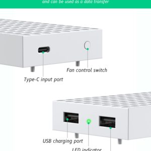 Cooling Stand for Xbox Series S, ZAONOOL Four Cooling Fan Cooler System, Top and Bottom Dual Cooling Fan, Low Noise, 3 Gears Adjustable Speed 2300/2800/3200RPM with LED Indicator and 4 Extra USB Ports