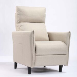 olimix Push Back Recliner Chair Fabric Reclining Chair Padded Seat Backrest, Small Recliner for Small Spaces Single Sofa Home Theater Chairs, Living Room Recliner Sofa 19.7” Seat Width (Beige)