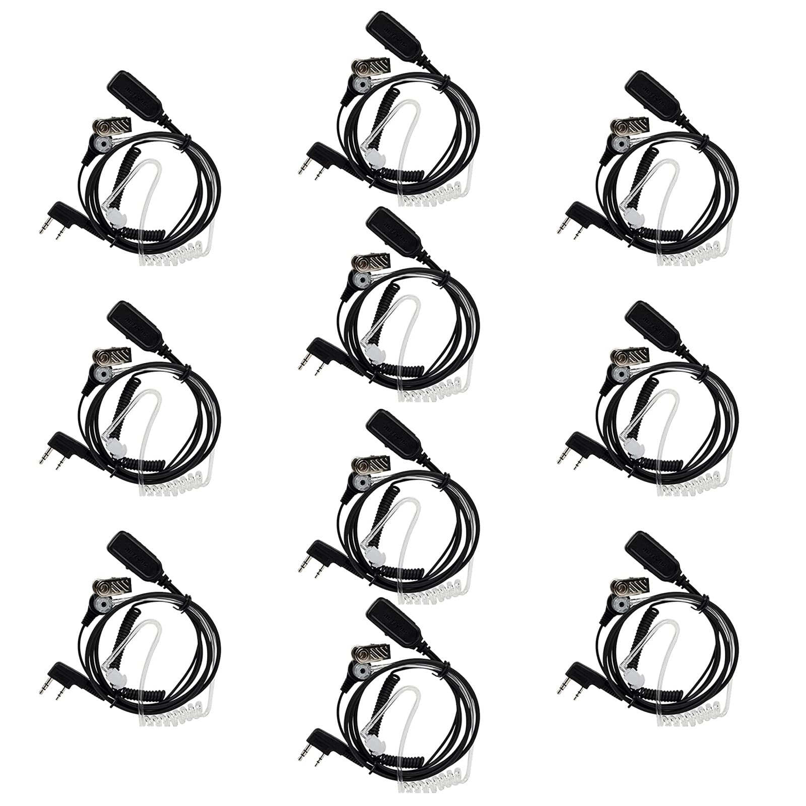 Retevis Hands Free Two Way Radio Headset, Walkie Talkie Earphones, VOX, Coil Tube, 2 Pin, for RT22 RT21 H-777 RB26, Compatible with Baofeng UV-5R BF-888S Walkie Talkie, Walkie Talkie Earpiece(10 Pack)