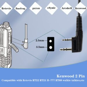 Retevis Hands Free Two Way Radio Headset, Walkie Talkie Earphones, VOX, Coil Tube, 2 Pin, for RT22 RT21 H-777 RB26, Compatible with Baofeng UV-5R BF-888S Walkie Talkie, Walkie Talkie Earpiece(10 Pack)