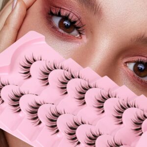 manga lashes natural look faux mink lashes soft wispy tapered end reusable 7 pairs false eyelashes pack by alice