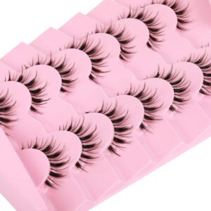 Manga Lashes Natural Look Faux Mink Lashes Soft Wispy Tapered End Reusable 7 Pairs False Eyelashes Pack by ALICE