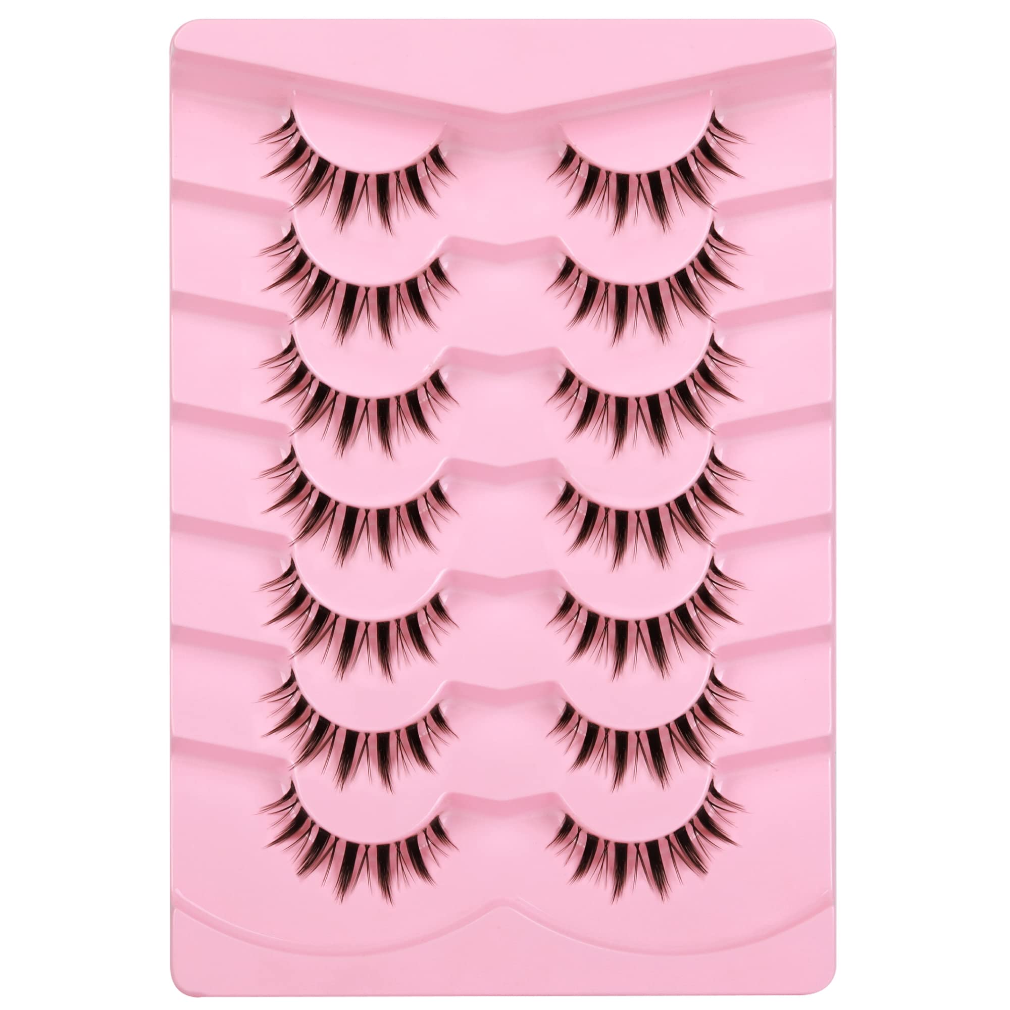 Manga Lashes Natural Look Faux Mink Lashes Soft Wispy Tapered End Reusable 7 Pairs False Eyelashes Pack by ALICE