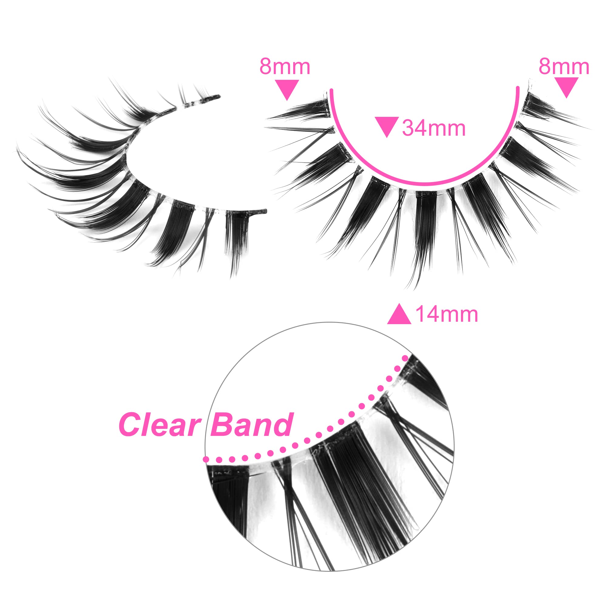 Manga Lashes Natural Look Faux Mink Lashes Soft Wispy Tapered End Reusable 7 Pairs False Eyelashes Pack by ALICE