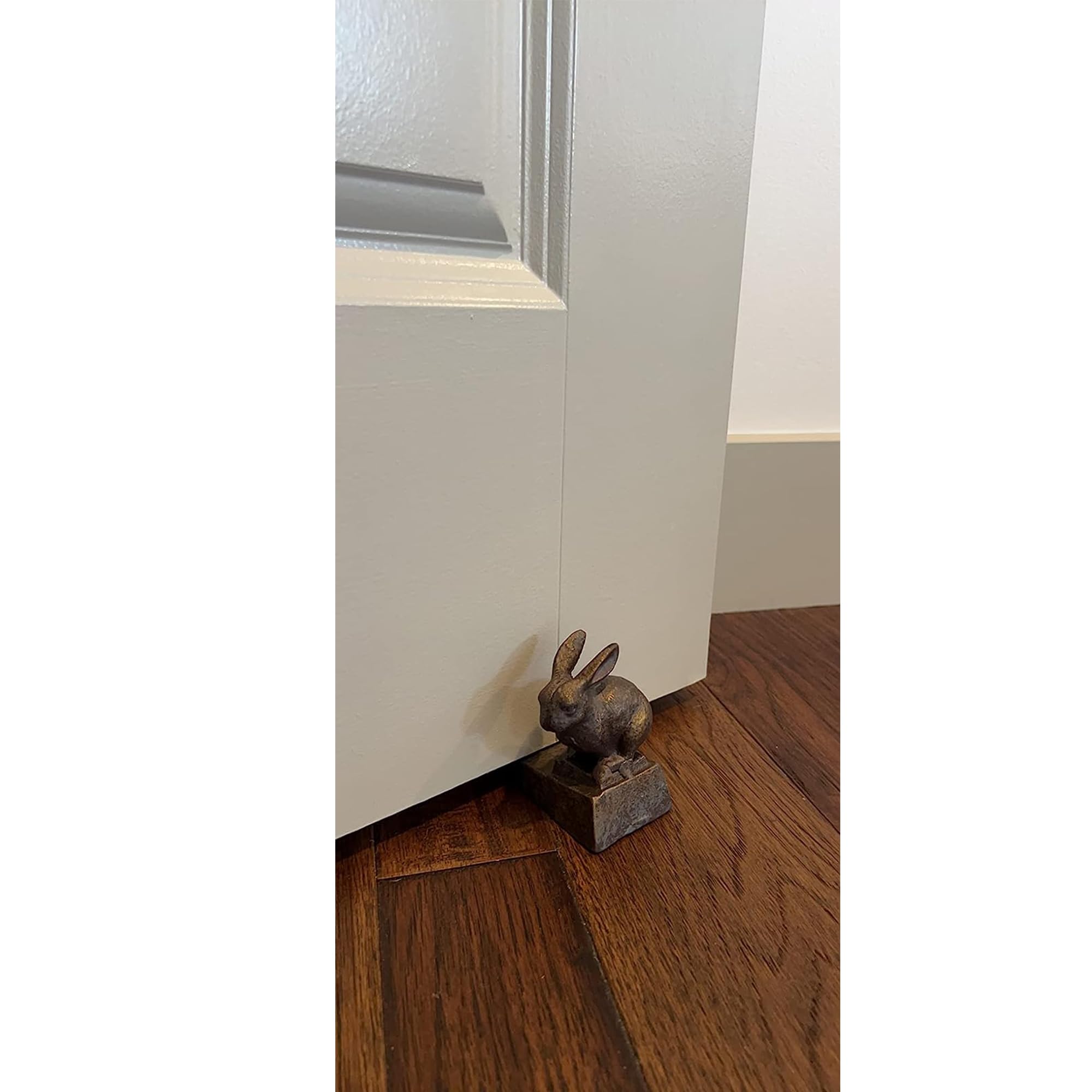 Cast Iron Bunny Door Stop, Set of 2 Decorative Rabbit Door Stopper Wedge, Brown