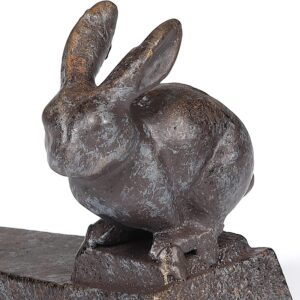 Cast Iron Bunny Door Stop, Set of 2 Decorative Rabbit Door Stopper Wedge, Brown