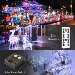 JMEXSUSS 2 Pack Solar Fairy Lights Color Changing, White and Multicolor 100 LED 33ft Solar String Lights Outdoor Waterproof, 11 Modes Copper Wire Solar Christmas Lights