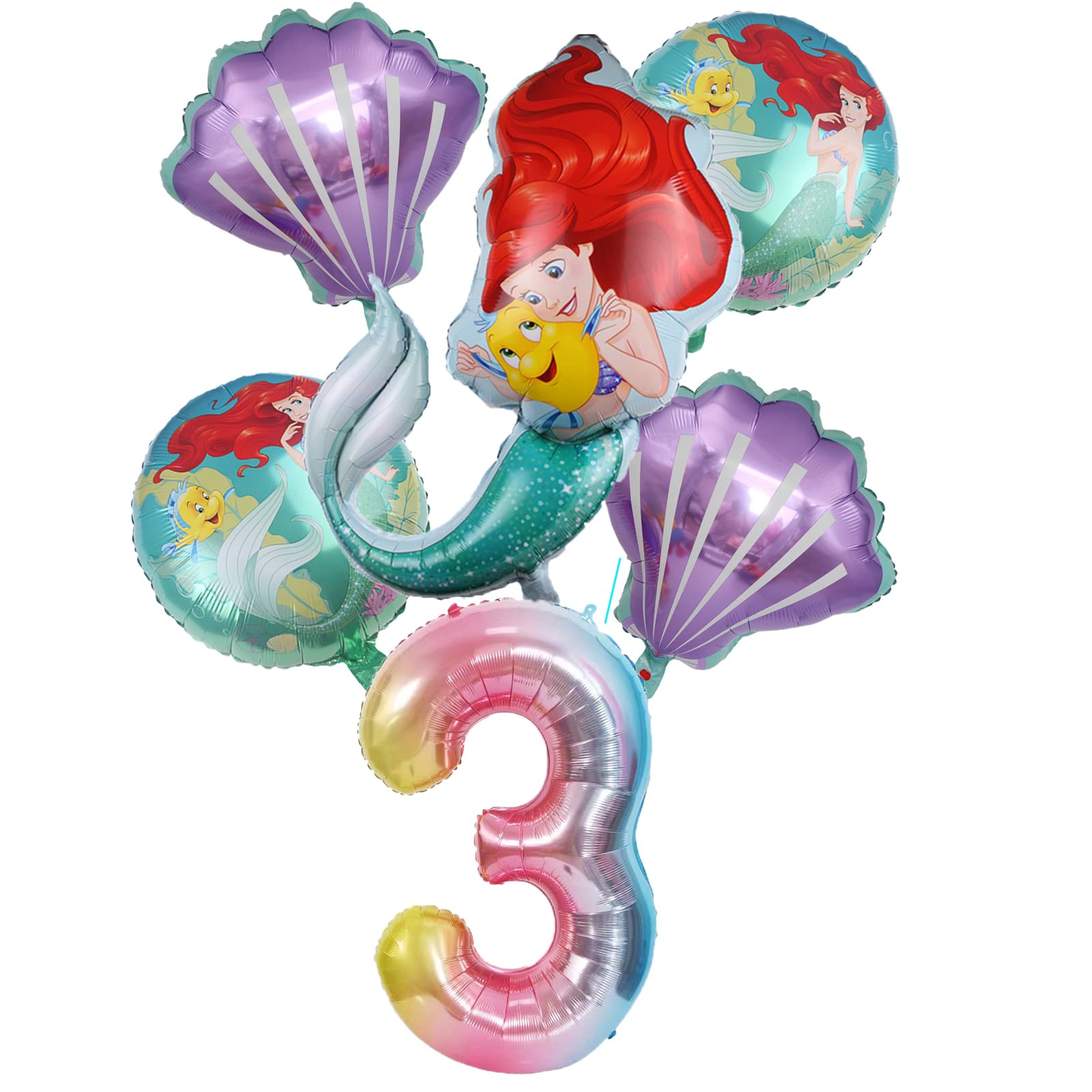 ALLPICK Little Mermaid Balloons Party Supplies Princess Mermaid 3rd Birthday Balloon Bouquet Decorations (Mermaid 3rd Birthday), Transparent, MRY-MER-SZ