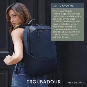 Troubadour Apex Backpack Premium Vegan, Waterproof Material - 17" Laptop Sleeve, Comfort Straps - Spacious, Lightweight, Durable - For Work, Travel, Gym - Black