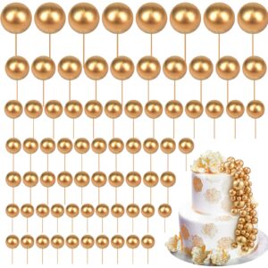 tondiamo 108 pcs balls cake topper balloons cupcake topper diy cake insert topper foam cake balls baking decoration for wedding anniversary birthday (gold,multi sizes)