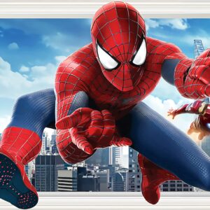 QIUXIA Spiderman Wall Stickers DIY Removable Spiderman Children Themed Art Boy Room Wall Sticker Bedroom Nursery Playroom Decoration Wall Stickers.