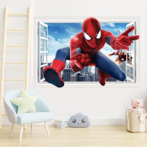 QIUXIA Spiderman Wall Stickers DIY Removable Spiderman Children Themed Art Boy Room Wall Sticker Bedroom Nursery Playroom Decoration Wall Stickers.