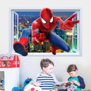 QIUXIA Spiderman Wall Stickers DIY Removable Spiderman Children Themed Art Boy Room Wall Sticker Bedroom Nursery Playroom Decoration Wall Stickers.