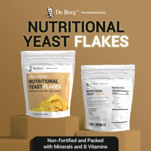 Dr. Berg Premium Nutritional Yeast Flakes - Delicious Non-Fortified Nutritional Yeast with Naturally Occurring B Vitamins - 8oz