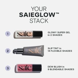 Saie Dew Blush - Lightweight Liquid Blush with a Blendable + Buildable Cream Finish - Dewy Cheek Tint with Doe Foot Wand Makeup Applicator - Mauve Blush - Chilly (.40 oz)