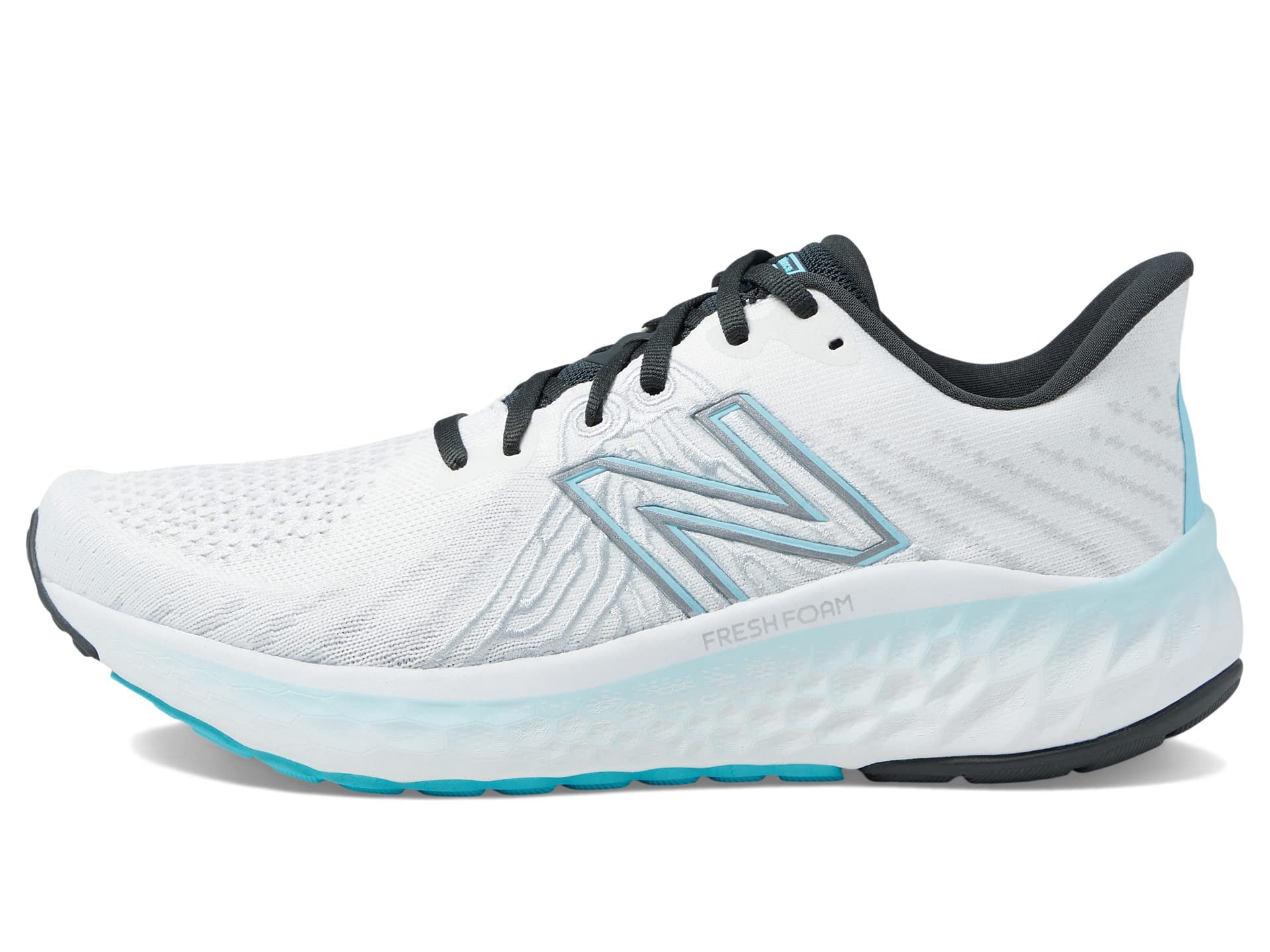 New Balance Women's Fresh Foam X Vongo V5 Running Shoe, White/Bleach Blue/Silver Metalic, 8