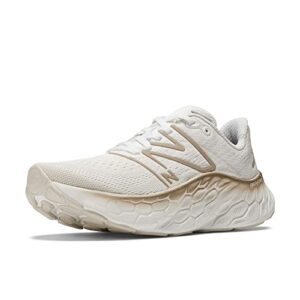 new balance women's fresh foam x more v4 running shoe, white/gold metallic/moonbeam, 13 wide