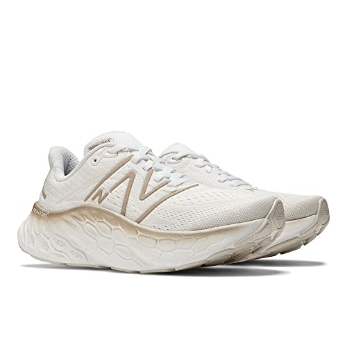 New Balance Women's Fresh Foam X More V4 Running Shoe, White/Gold Metallic/Moonbeam, 13 Wide