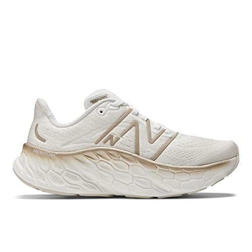 New Balance Women's Fresh Foam X More V4 Running Shoe, White/Gold Metallic/Moonbeam, 13 Wide