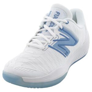 new balance women's fuelcell 996 v5 hard court tennis shoe, white/navy/hi-lite, 8