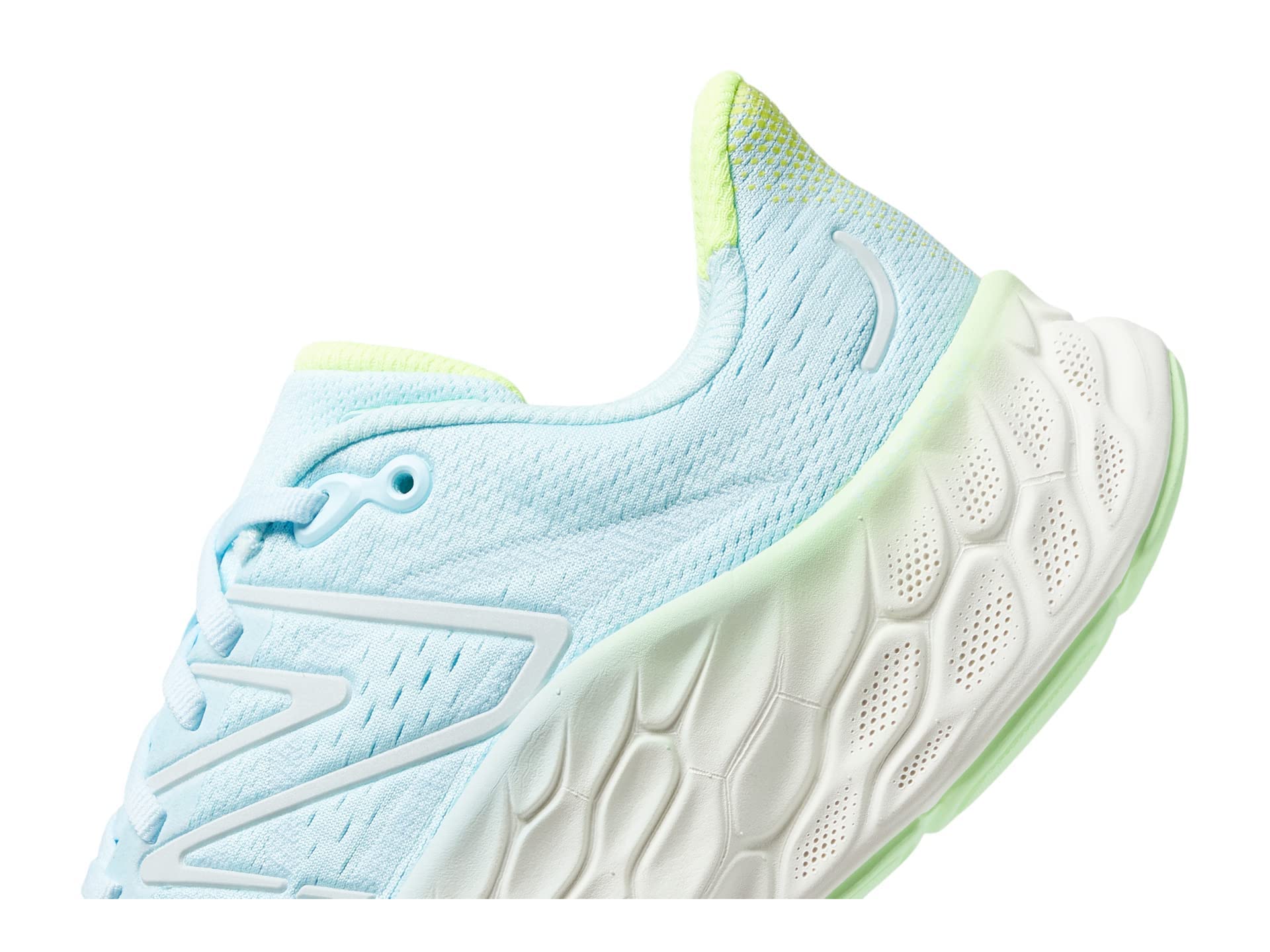 New Balance Women's Fresh Foam X More V4 Running Shoe, Bleach Blue/Green Aura/White, 13 Wide