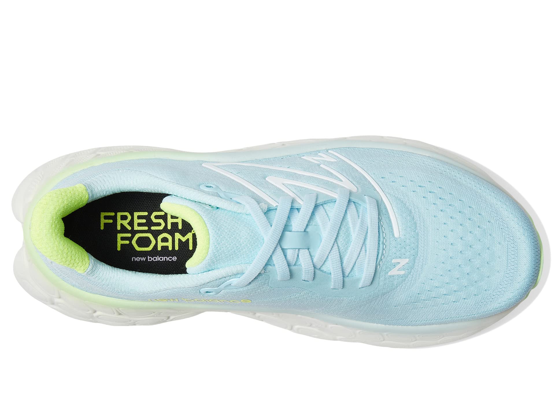 New Balance Women's Fresh Foam X More V4 Running Shoe, Bleach Blue/Green Aura/White, 13 Wide