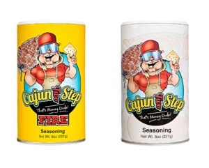 cajun two step seasoning by stalekracker variety bundle - 2 pck, original & fire spice blends for authentic creole louisiana cuisine (16 oz.)