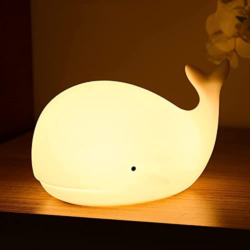 LOVERUIS Cute Night Light for Kids - Nightlight for Children Animal Whale Night Lamp Birthday Halloween Christmas Gift with Color Changing USB Rechargeable for Toddler Baby Bedroom (Whale)…