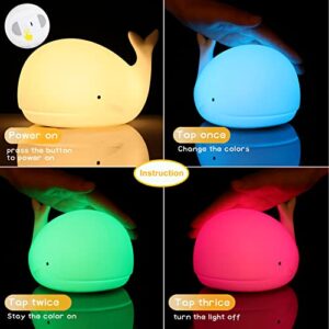 LOVERUIS Cute Night Light for Kids - Nightlight for Children Animal Whale Night Lamp Birthday Halloween Christmas Gift with Color Changing USB Rechargeable for Toddler Baby Bedroom (Whale)…