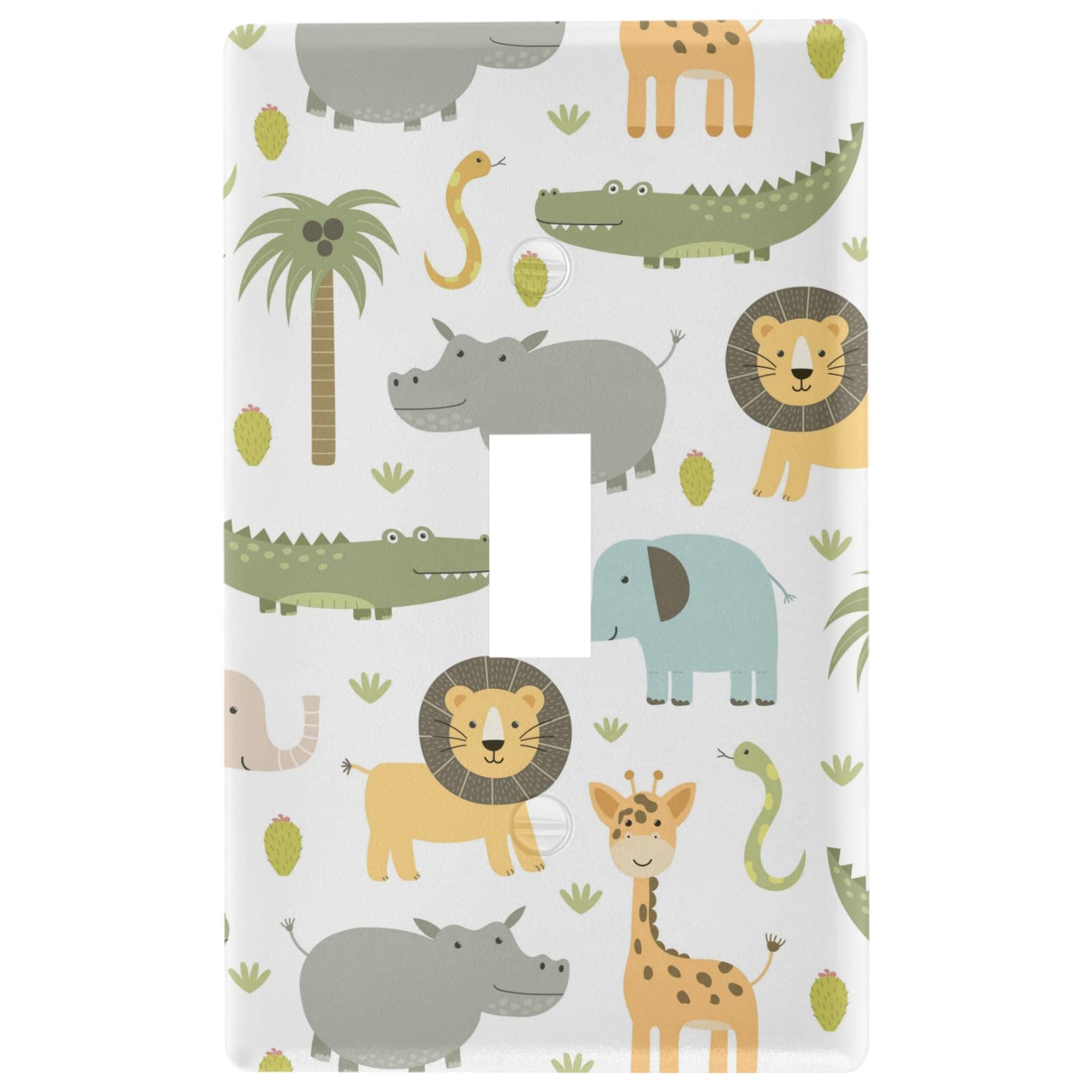 Wild Animals Zoo Toggle Light Switch Wall Plate Electrical Outlet Cover Size 1 Gang 2.9" x 4.6" Kids Decorative Nursery Teen Toddler Room Bedroom Bathroom Decor