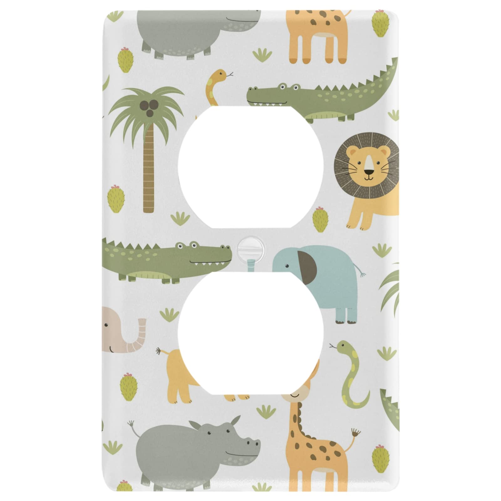 Wild Animals Zoo Toggle Light Switch Wall Plate Electrical Outlet Cover Size 1 Gang 2.9" x 4.6" Kids Decorative Nursery Teen Toddler Room Bedroom Bathroom Decor