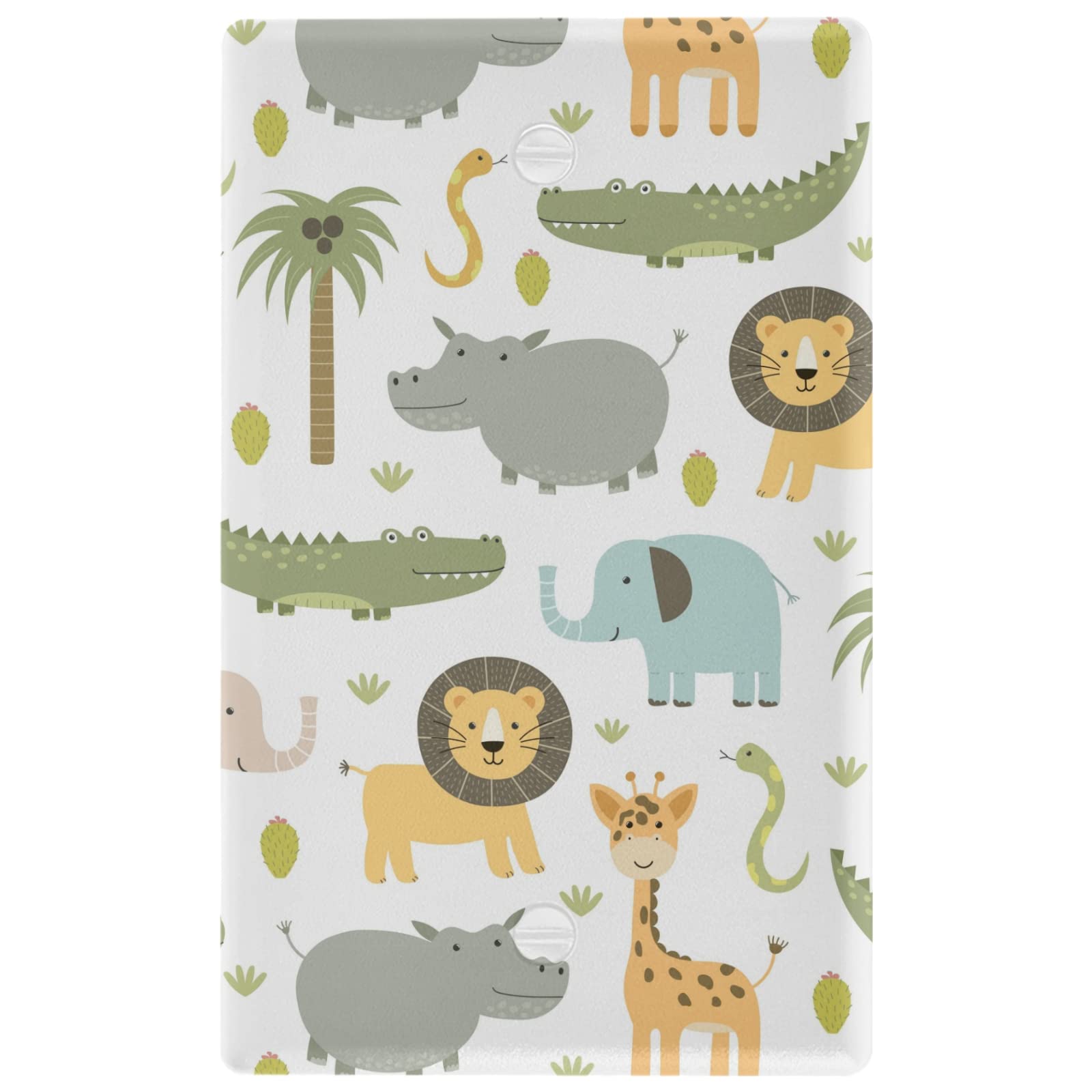 Wild Animals Zoo Toggle Light Switch Wall Plate Electrical Outlet Cover Size 1 Gang 2.9" x 4.6" Kids Decorative Nursery Teen Toddler Room Bedroom Bathroom Decor