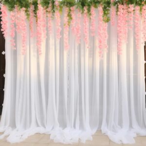 10ft x 10ft white tulle backdrop curtain for parites, sheer backdrop curtains fabric drapes for wedding ceremony arch party stage decorations